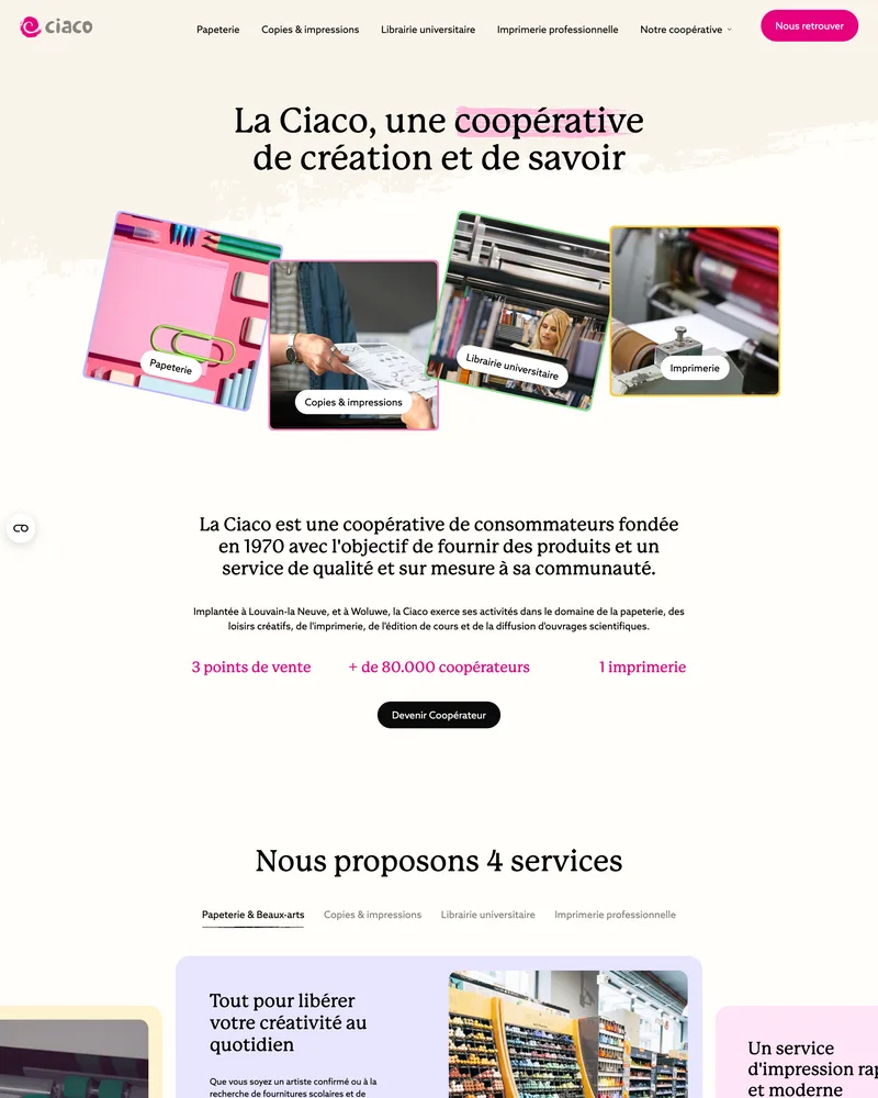 Site web de la coopérative Ciaco réalisé par KernWeb